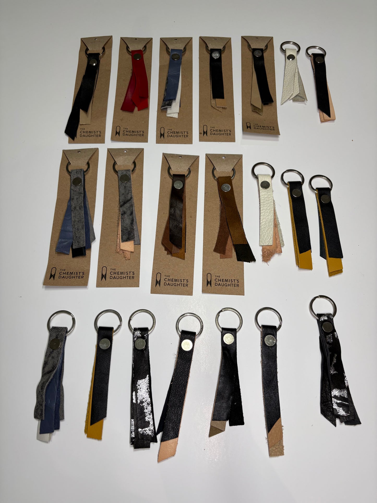 Recycled leather slim keyring