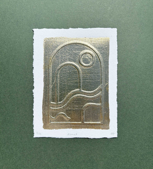 "Domed" metallic leaf embossing