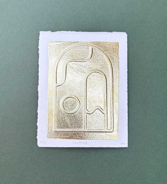 "Vaulted" metallic leaf embossing