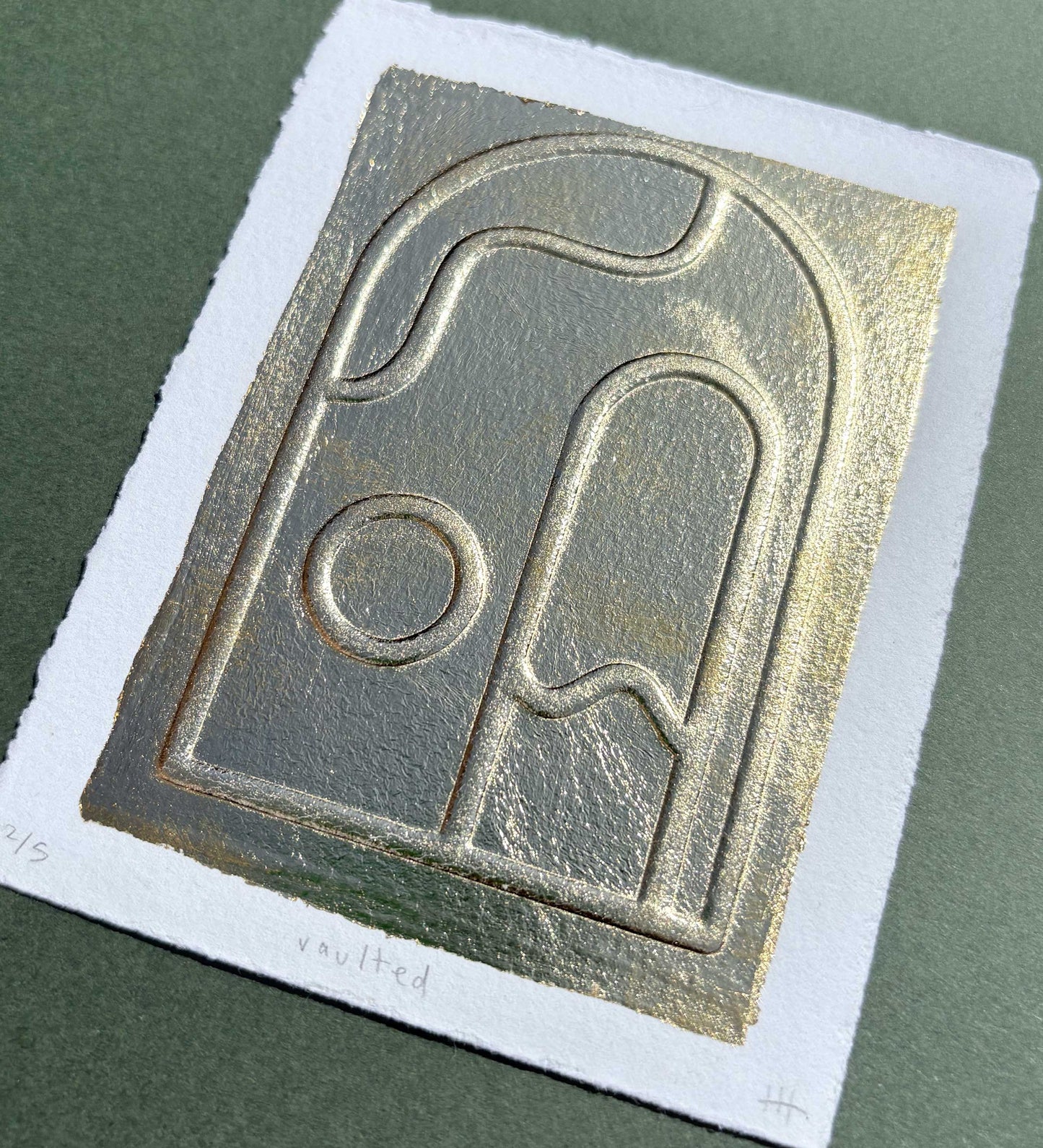 "Vaulted" metallic leaf embossing