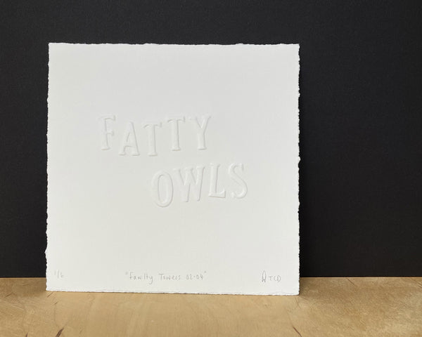 "Fatty Owls" Fawlty Towers embossed print