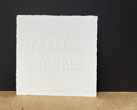 "Farty Towels" Fawlty Towers embossed print