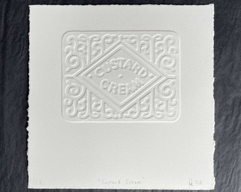 "Custard Cream" embossed print