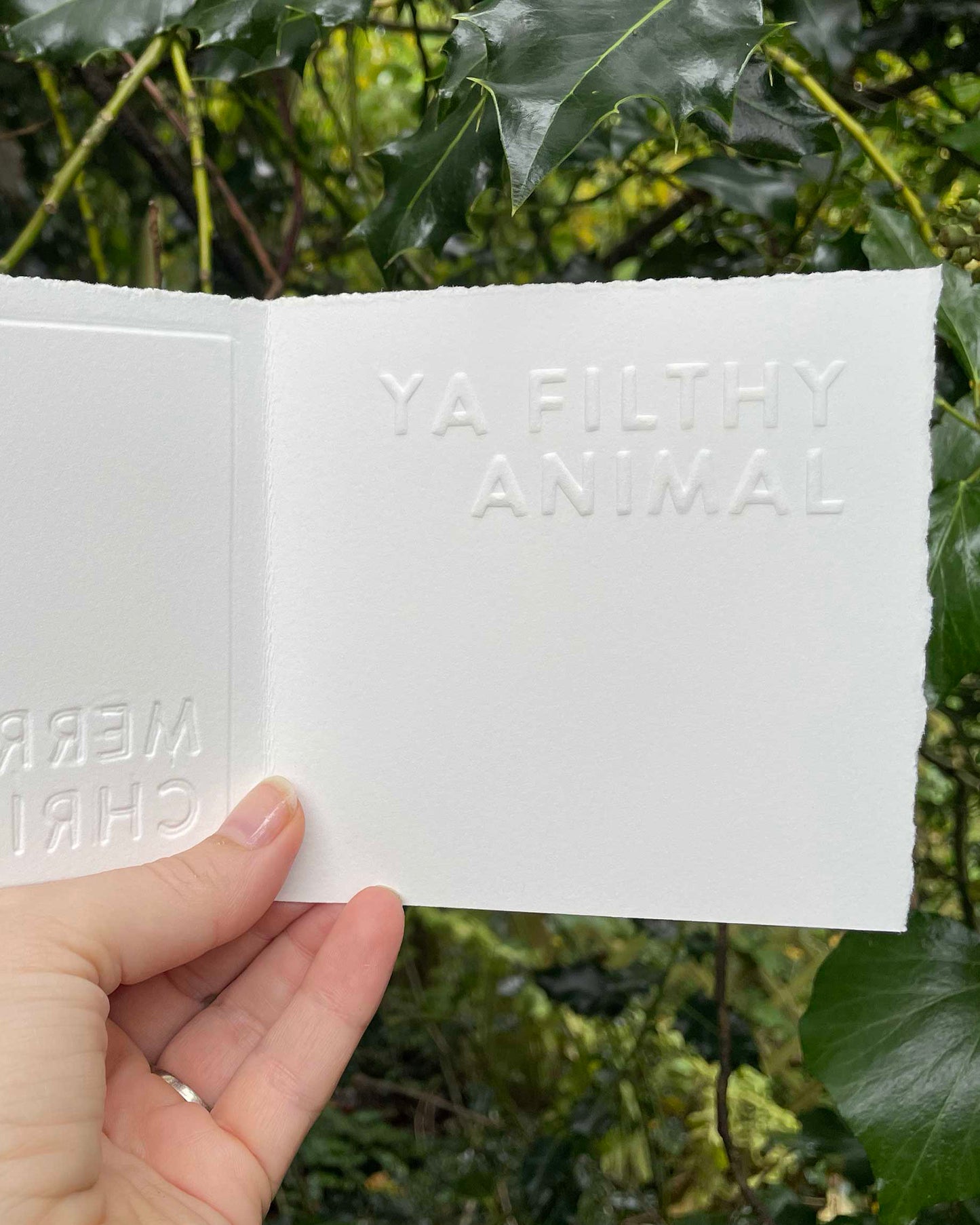 Christmas Card | Ya Filthy Animal (inside text)