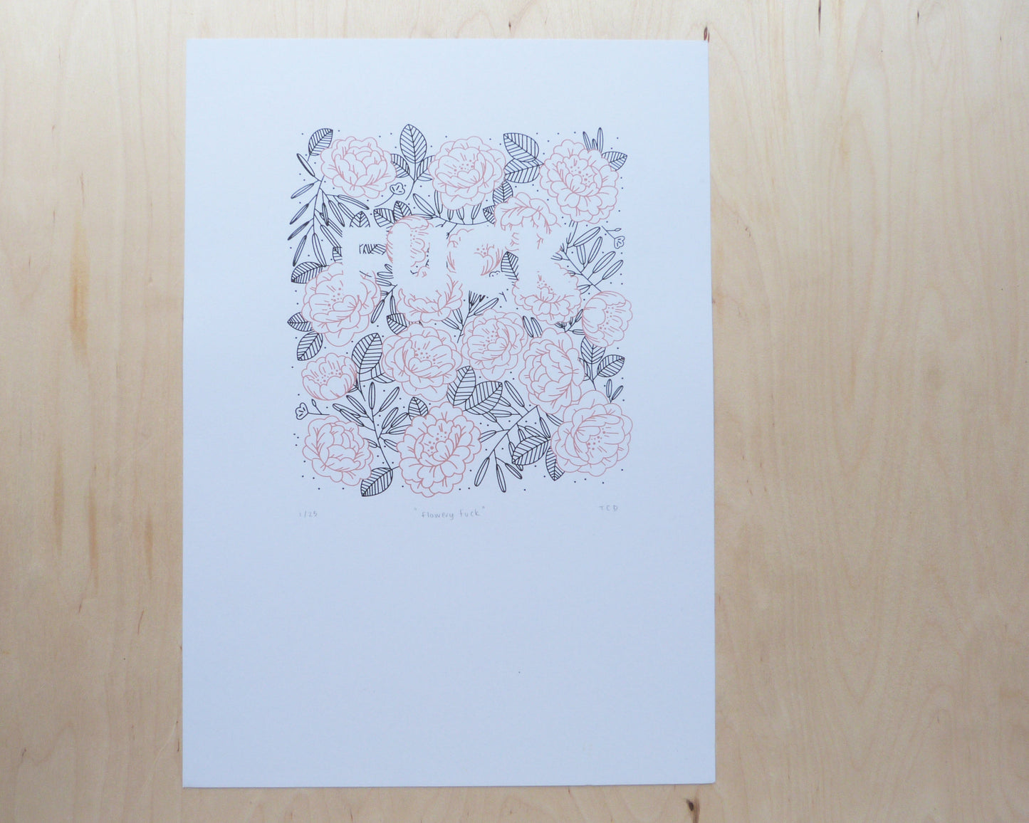 Flowery Fuck A3 Screen Print | Pink