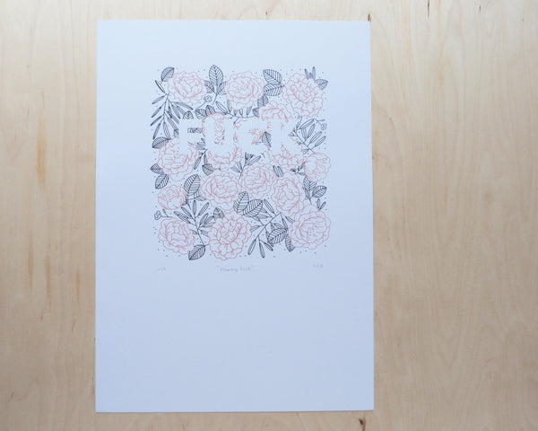 Flowery Fuck A3 Screen Print | Pink