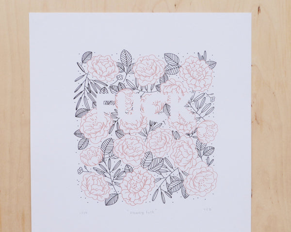 Flowery Fuck A3 Screen Print | Pink