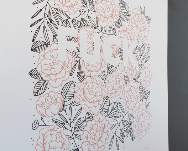 Flowery Fuck A3 Screen Print | Pink