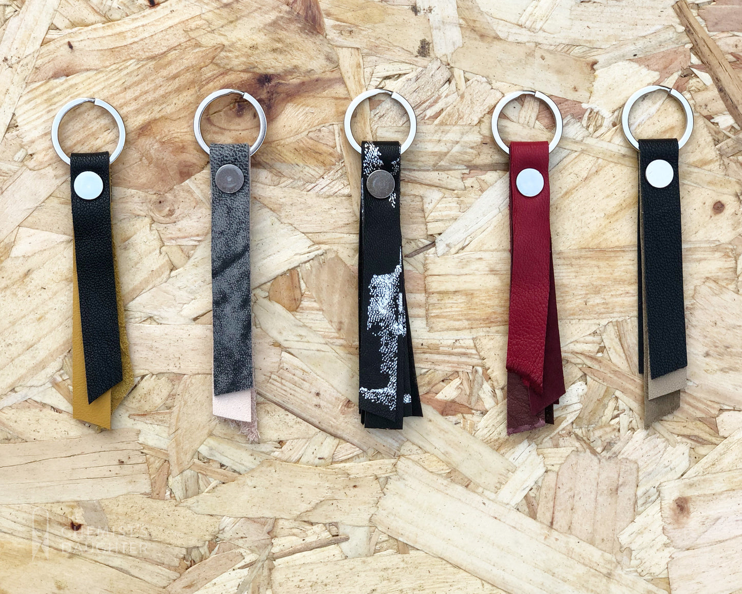 Recycled leather slim keyring