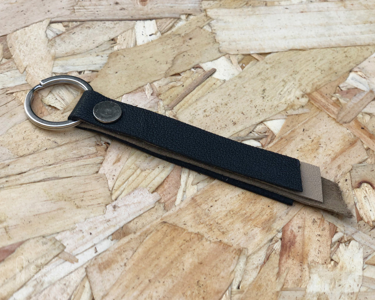 Recycled leather slim keyring