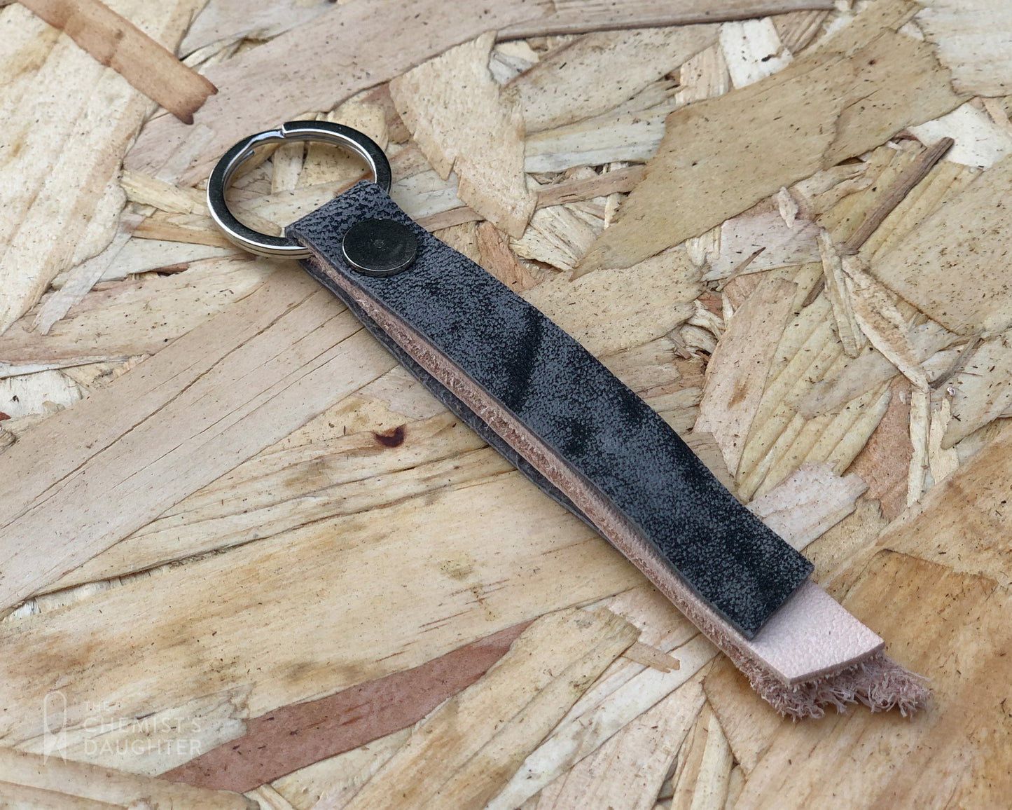 Recycled leather slim keyring
