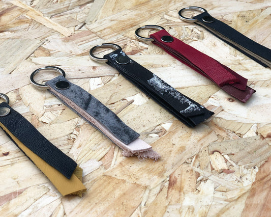 Recycled leather slim keyring